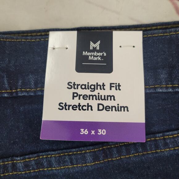 Members Mark Straight Fit Premium Stretch Denim 36 x 30 Blue - Picture 6 of 7